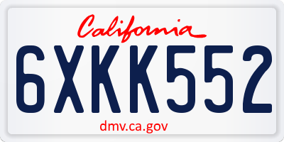 CA license plate 6XKK552