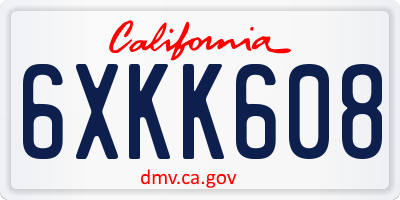CA license plate 6XKK608