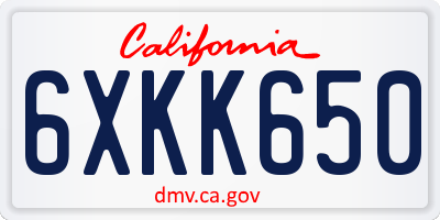 CA license plate 6XKK650