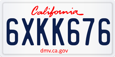 CA license plate 6XKK676