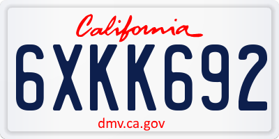 CA license plate 6XKK692