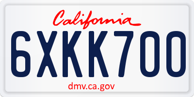 CA license plate 6XKK700