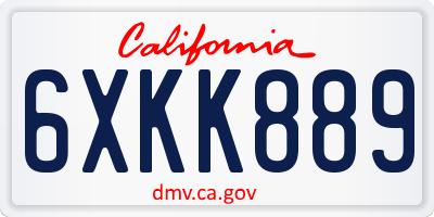 CA license plate 6XKK889
