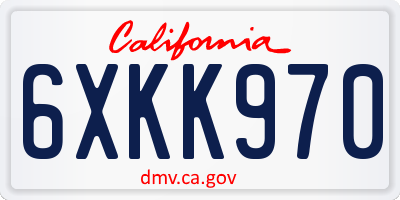 CA license plate 6XKK970