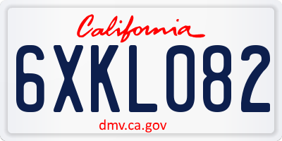 CA license plate 6XKL082