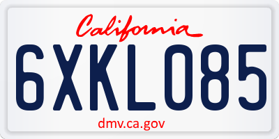 CA license plate 6XKL085