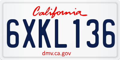CA license plate 6XKL136