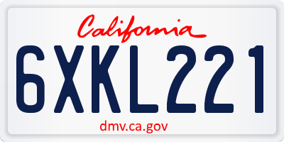 CA license plate 6XKL221
