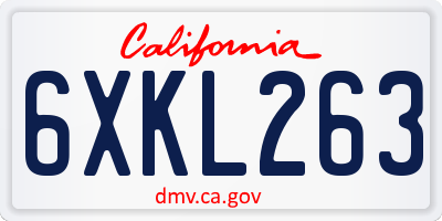 CA license plate 6XKL263
