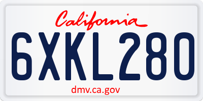 CA license plate 6XKL280