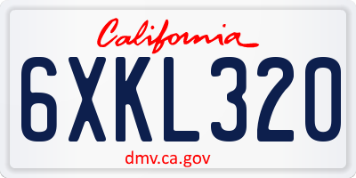 CA license plate 6XKL320