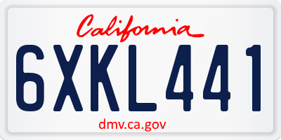 CA license plate 6XKL441