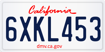 CA license plate 6XKL453