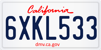 CA license plate 6XKL533