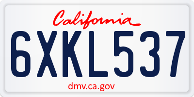 CA license plate 6XKL537