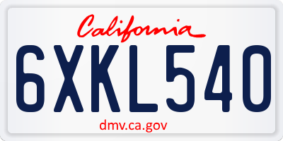 CA license plate 6XKL540