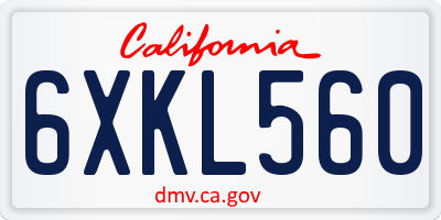 CA license plate 6XKL560