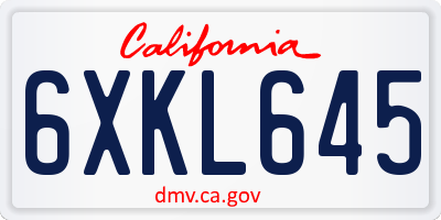 CA license plate 6XKL645