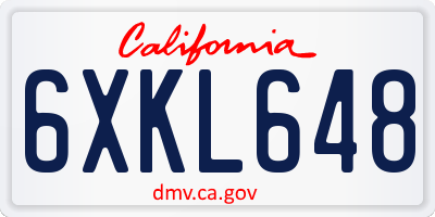 CA license plate 6XKL648
