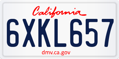 CA license plate 6XKL657