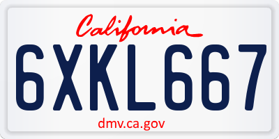 CA license plate 6XKL667
