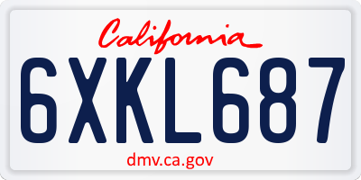 CA license plate 6XKL687