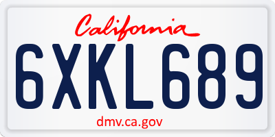 CA license plate 6XKL689