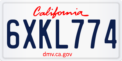 CA license plate 6XKL774