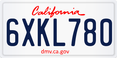 CA license plate 6XKL780