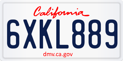 CA license plate 6XKL889