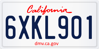 CA license plate 6XKL901