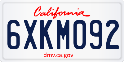 CA license plate 6XKM092