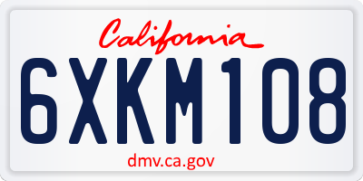 CA license plate 6XKM108
