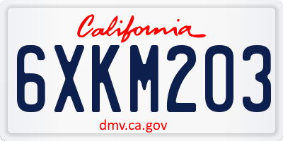 CA license plate 6XKM203