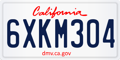 CA license plate 6XKM304