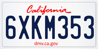 CA license plate 6XKM353