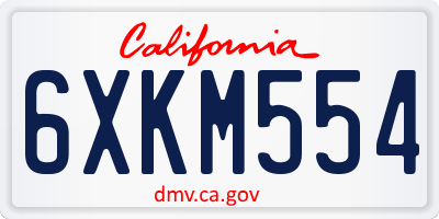 CA license plate 6XKM554