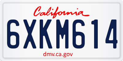 CA license plate 6XKM614