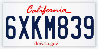 CA license plate 6XKM839