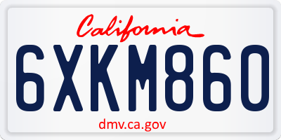 CA license plate 6XKM860