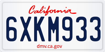 CA license plate 6XKM933