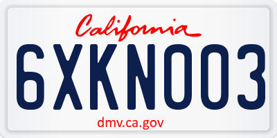 CA license plate 6XKN003