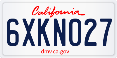 CA license plate 6XKN027