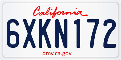 CA license plate 6XKN172