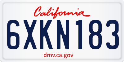 CA license plate 6XKN183