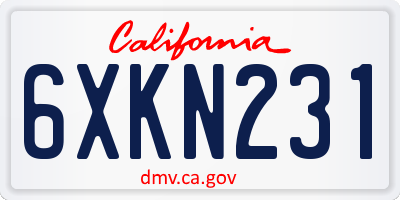CA license plate 6XKN231