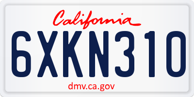 CA license plate 6XKN310