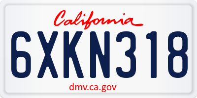 CA license plate 6XKN318