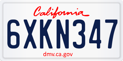 CA license plate 6XKN347