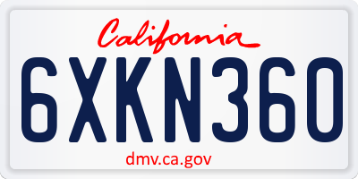 CA license plate 6XKN360